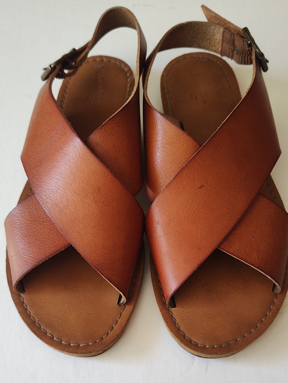 Universal Thread Women's Brown Crisscross Leather Sandals